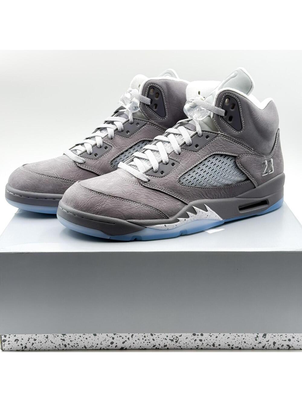 Men Size 12 2026 Nike Air Jordan 5 Retro Wolf Grey Basketball Sneakers Style